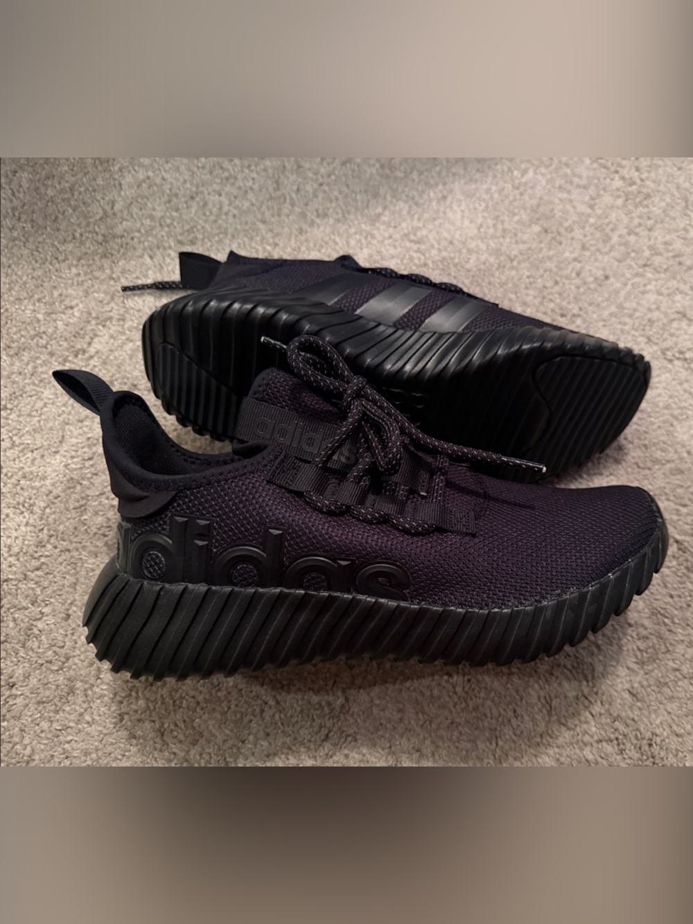 Adidas Unisex kids New Black Low-Top Knit Sneakers Size 7